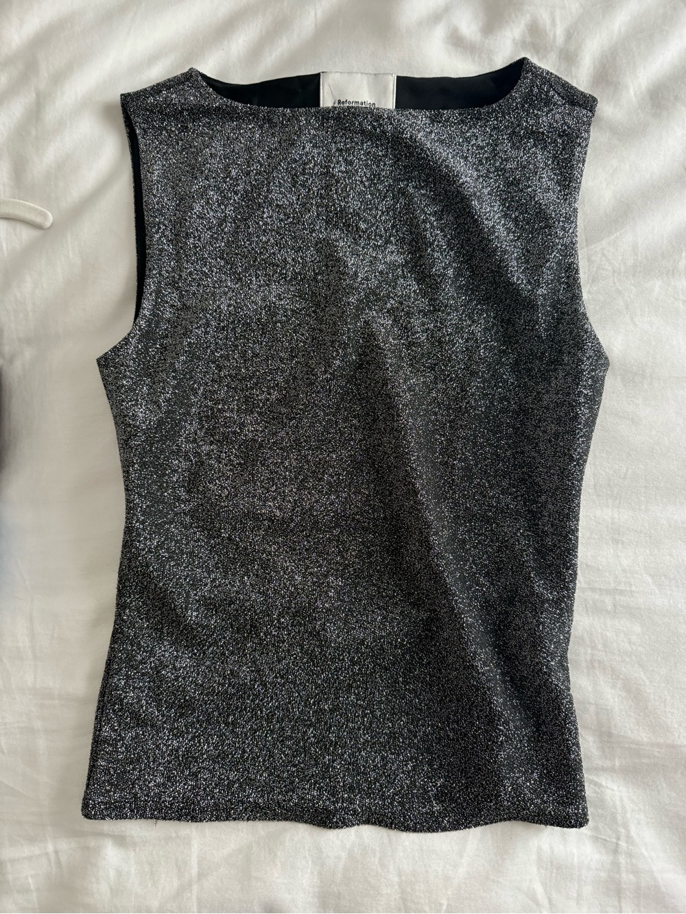 Reformation Black Silver Metallic Sleeveless Tank